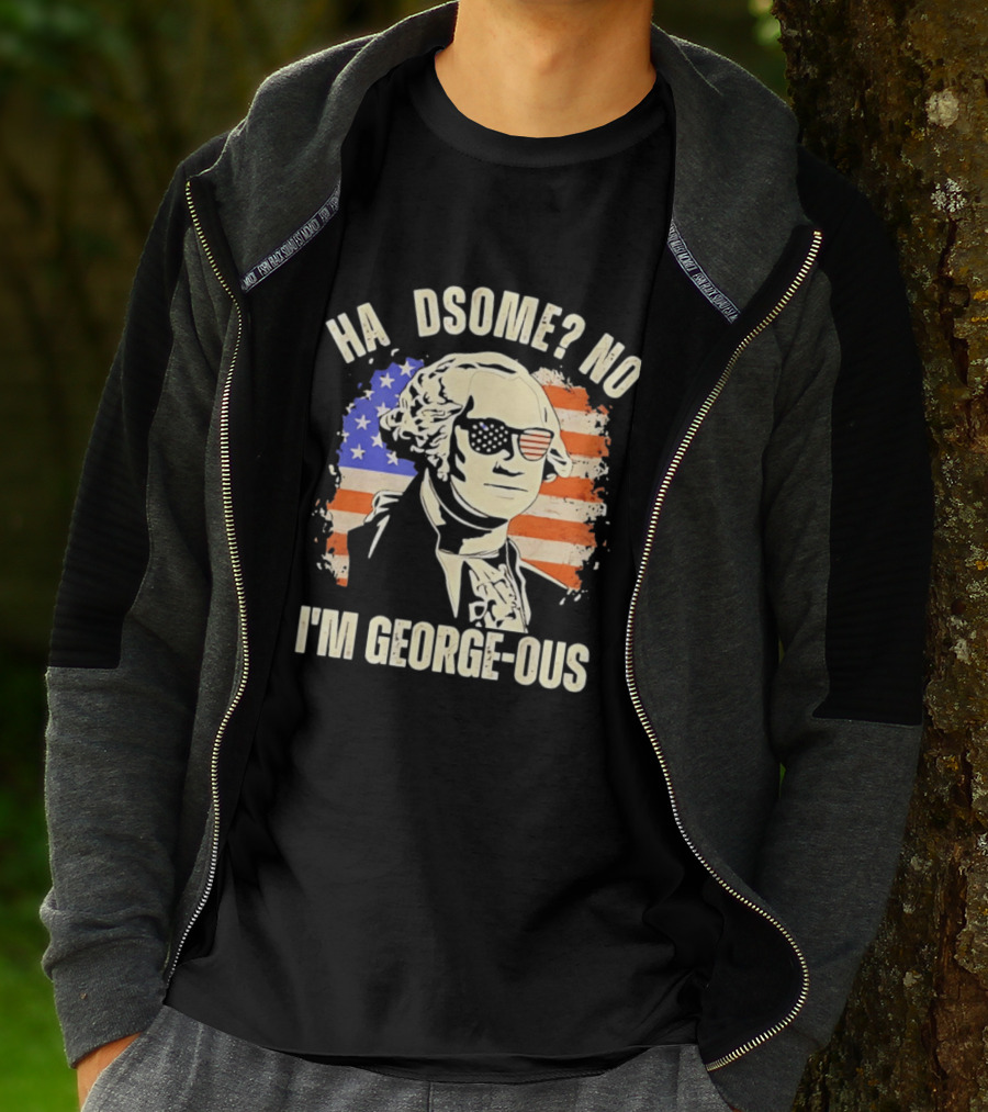 George Washington I'm Georgeous American Flag Sunglasses T-Shirt