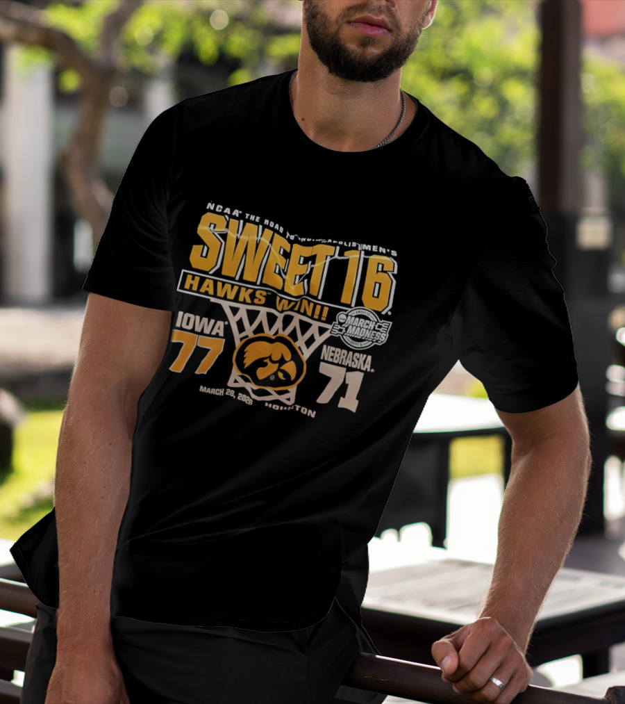 NCAA Tournament Sweet 16 Hawks Win Iowa 77 Nebraska 71 March 21 2026 Washington T-Shirt