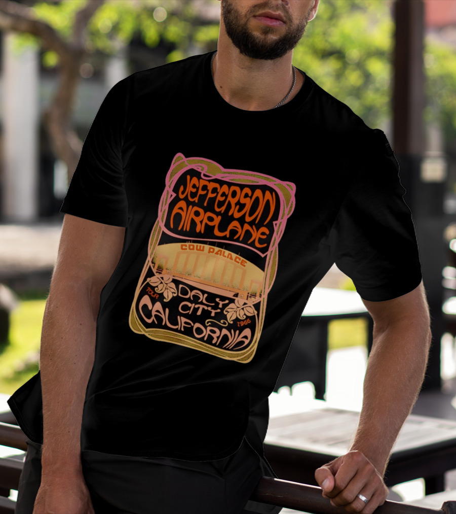 Jefferson Airplane Cow Palace Daly City California 1966 Tour Psychedelic T-Shirt
