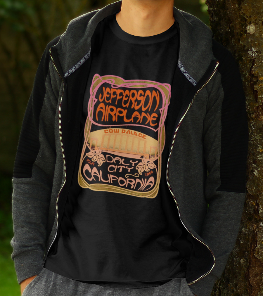 Jefferson Airplane Cow Palace Daly City California 1966 Tour Psychedelic T-Shirt