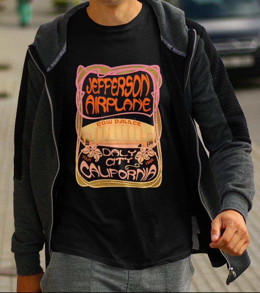 Jefferson Airplane Cow Palace Daly City California 1966 Tour Psychedelic T-Shirt