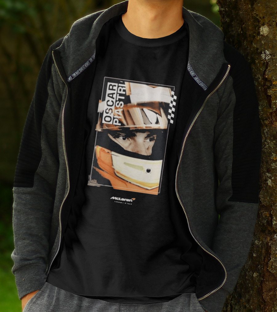 Oscar Piastri McLaren Driver Helmet Art Racing Fan T-Shirt