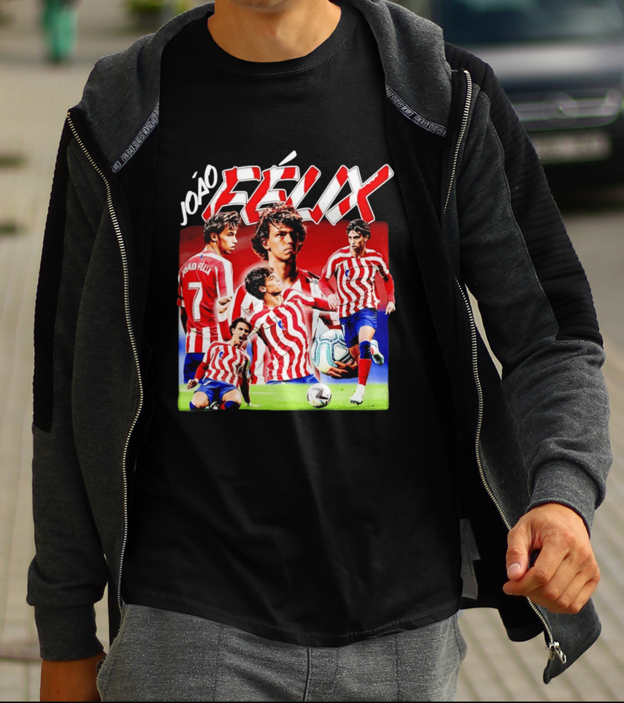 Joao Felix Atletico Madrid Number 7 Soccer Star Collage T-Shirt