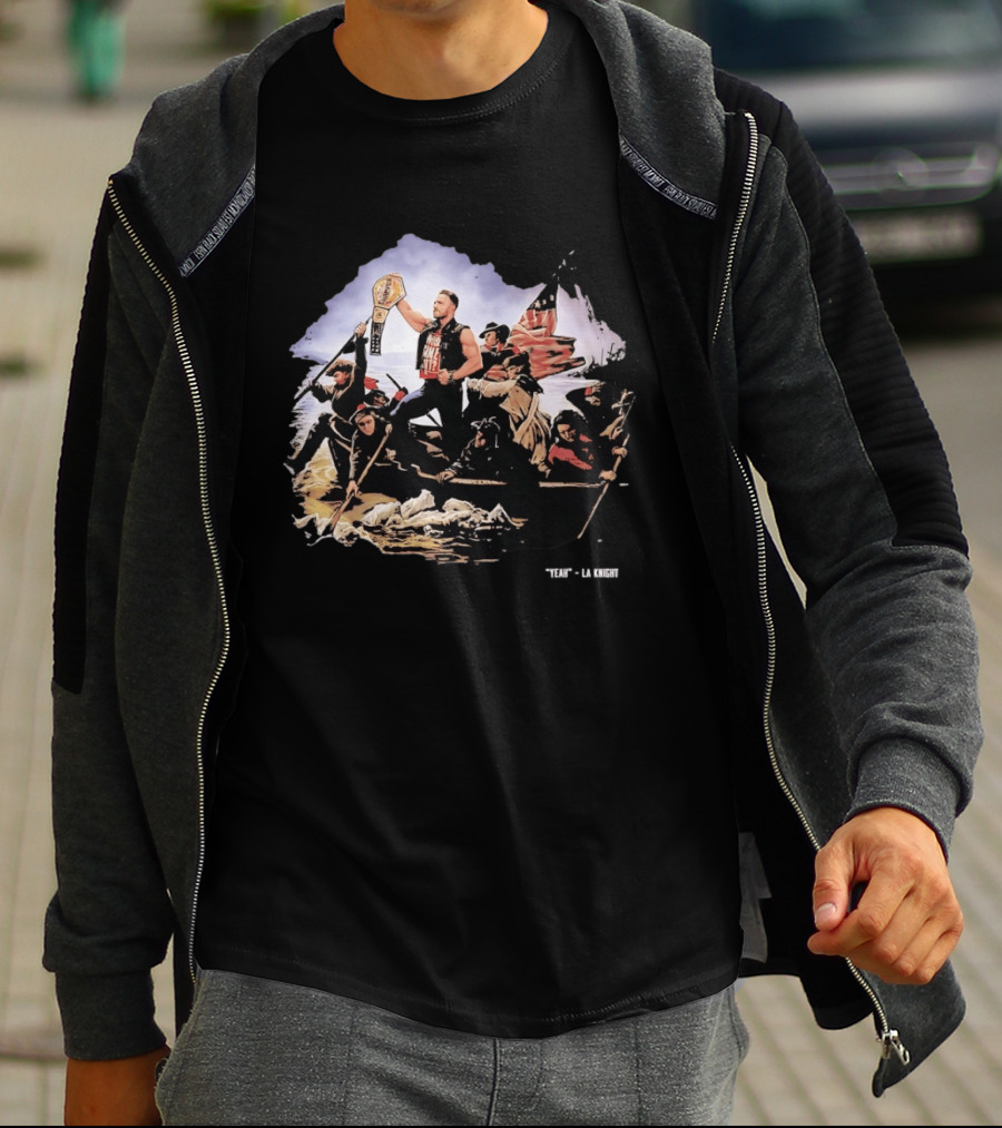 LA Knight WWE Yeah Washington Crossing The Delaware Championship T-Shirt