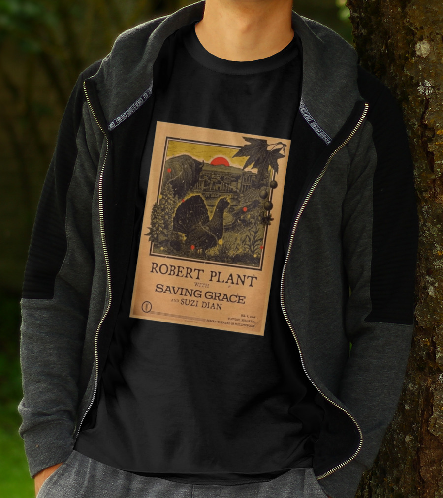 Robert Plant With Saving Grace Suzi Dian Plovdiv Bulgaria Roman Theatre 2026 T-Shirt