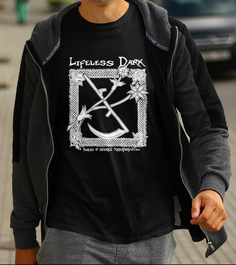 Lifeless Dark Forces Of Nature's Transformation Celtic Knot Scythe Star T-Shirt