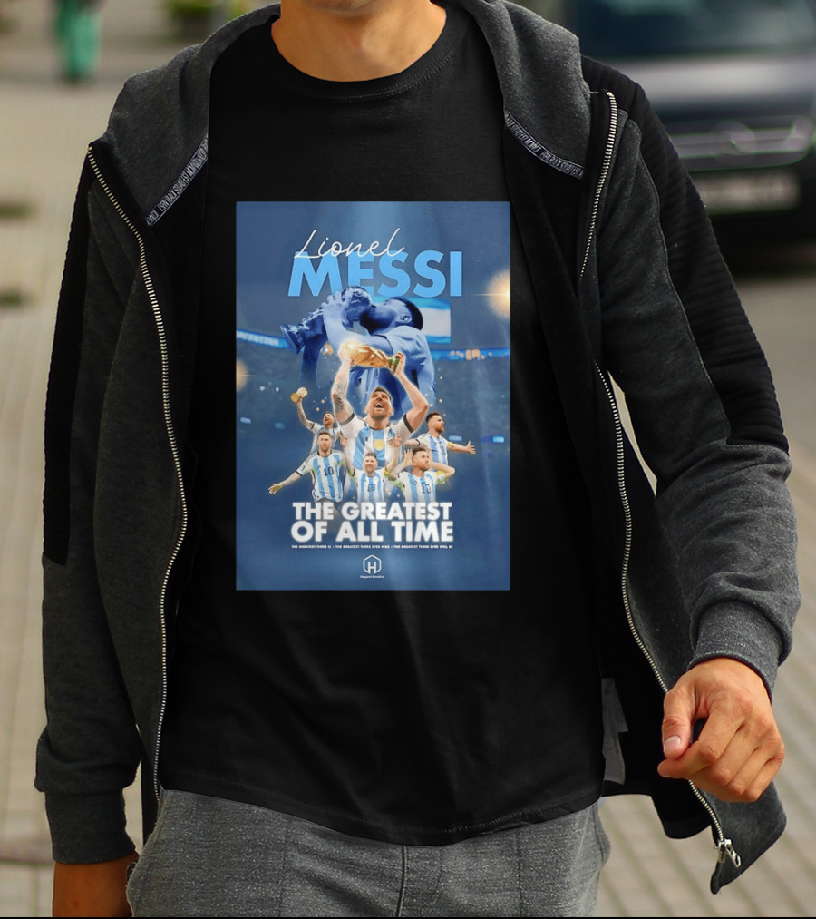 Lionel Messi The Greatest Of All Time Argentina Multi Photo Collage T-Shirt