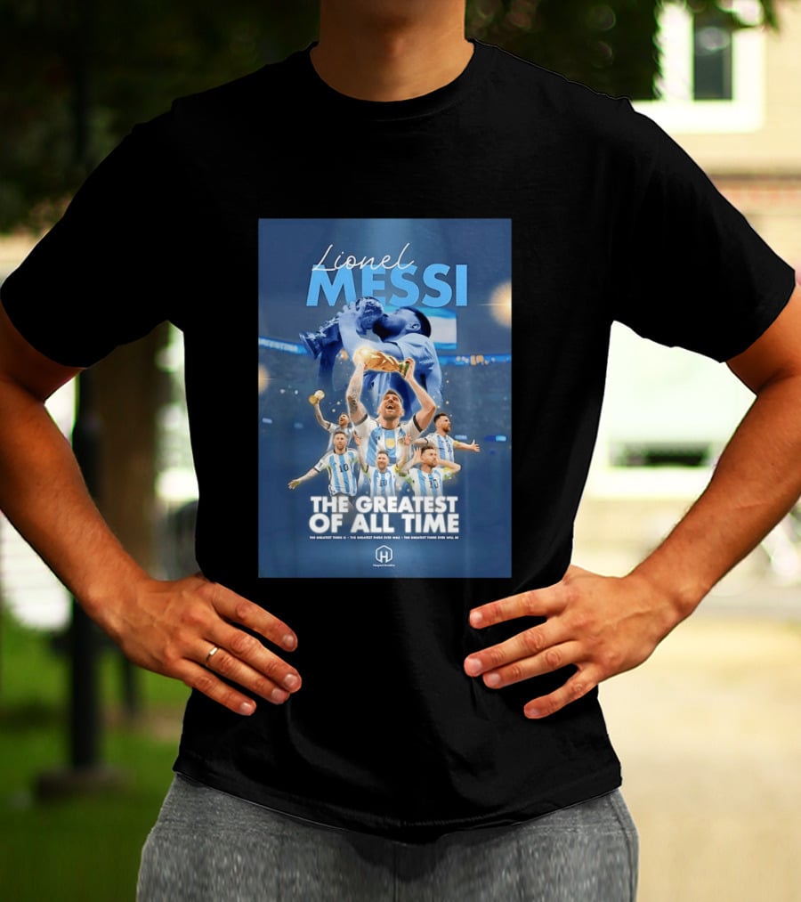 Lionel Messi The Greatest Of All Time Argentina Multi Photo Collage T-Shirt
