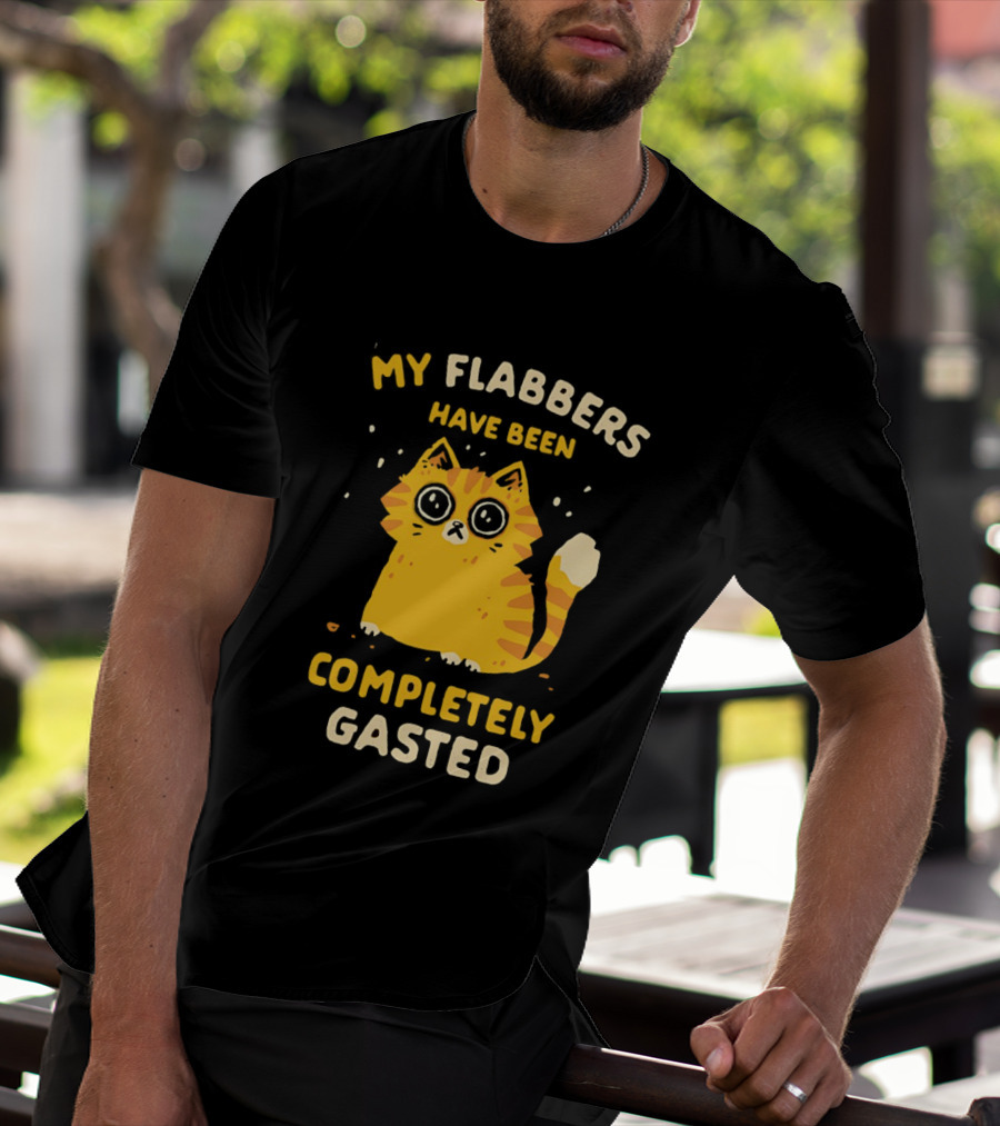 Shocked Cartoon Cat My Flabbers Have Been Completely Gasted T-Shirt