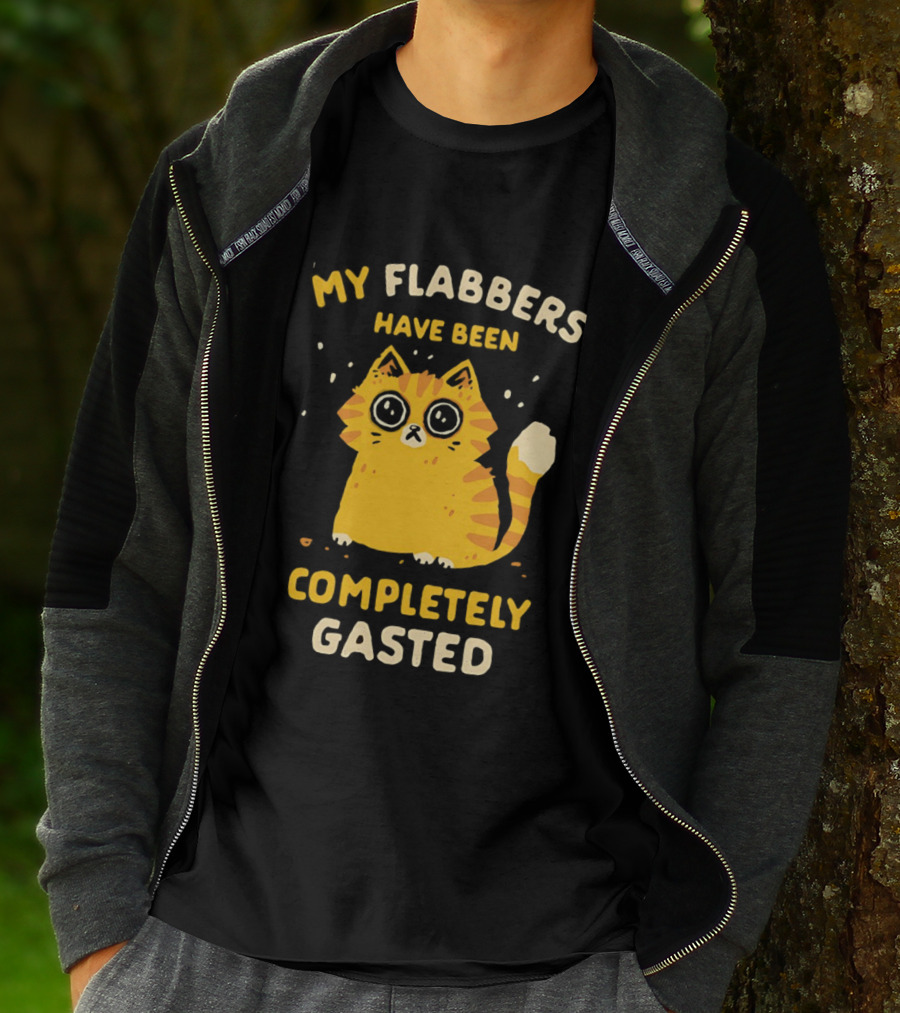 Shocked Cartoon Cat My Flabbers Have Been Completely Gasted T-Shirt