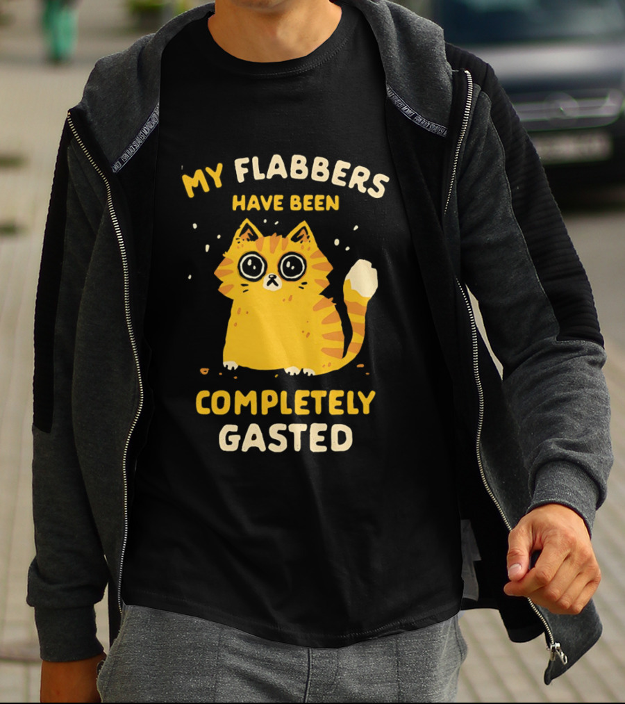 Shocked Cartoon Cat My Flabbers Have Been Completely Gasted T-Shirt