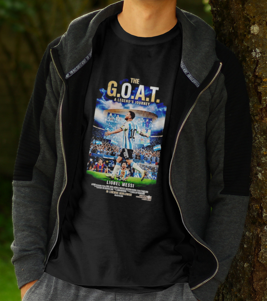 G.O.A.T A Legend's Journey Lionel Messi Soccer Star 10 Argentina Football Champion Stadium Fans Celebration T-Shirt