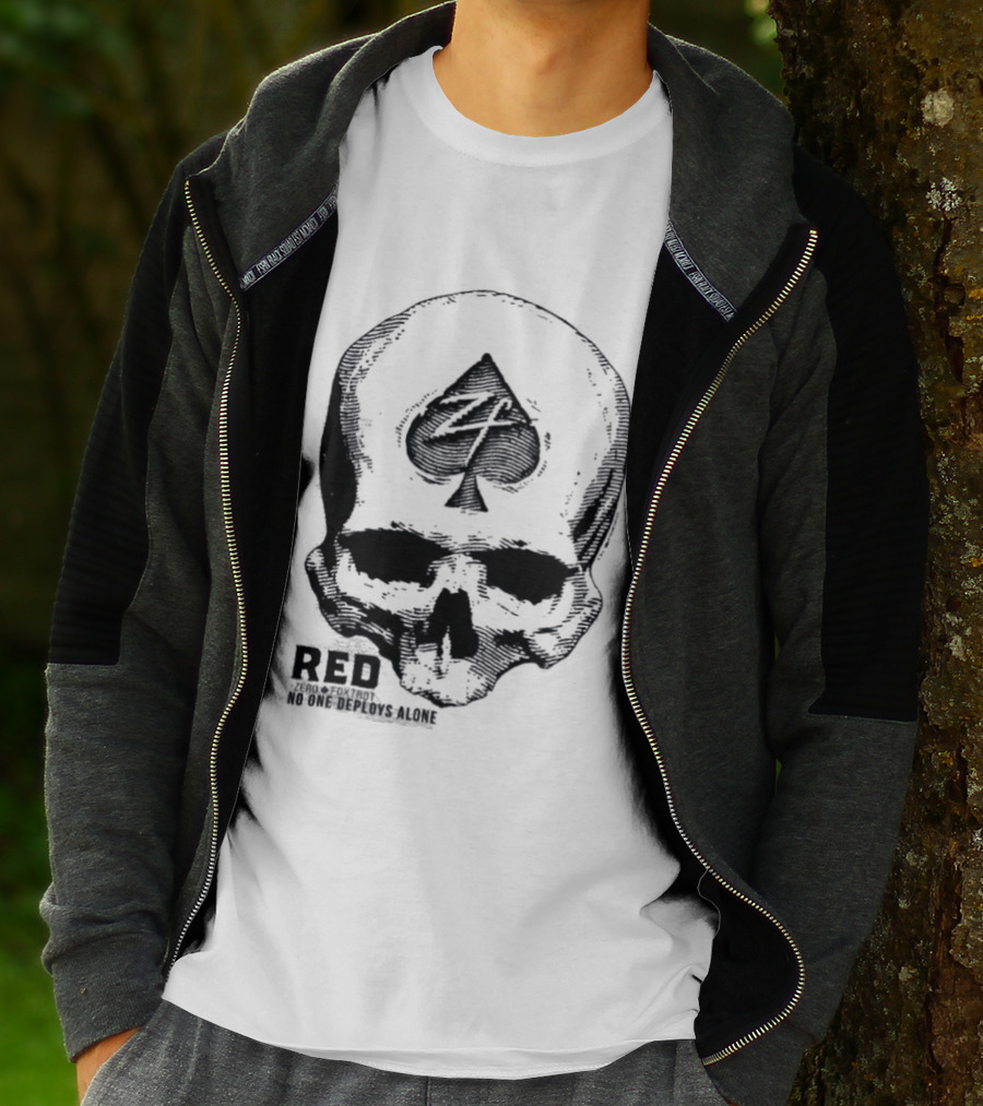R.E.D Zero Foxtrot Skull Ace Spade Honor Remember Everyone Deployed T-Shirt