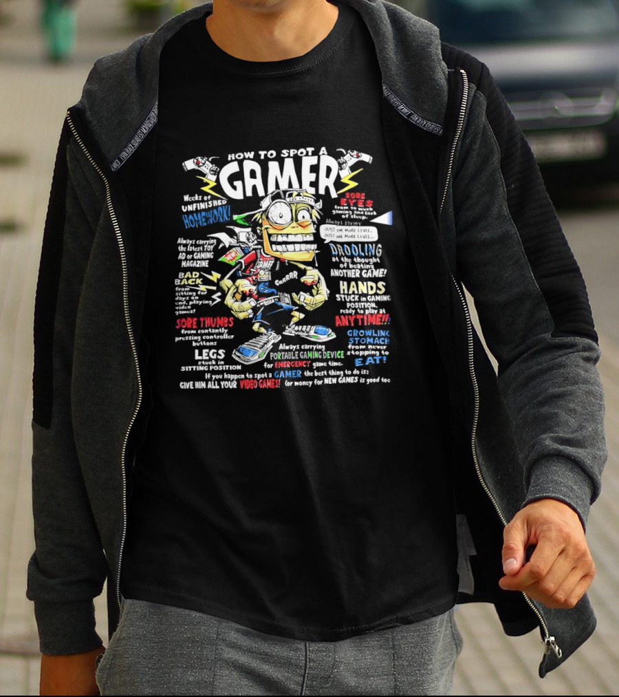 How To Spot A Gamer Headset Power Up XP Pro Gamer At Heart Caffeine Boost Dominate The Gamepad T-Shirt
