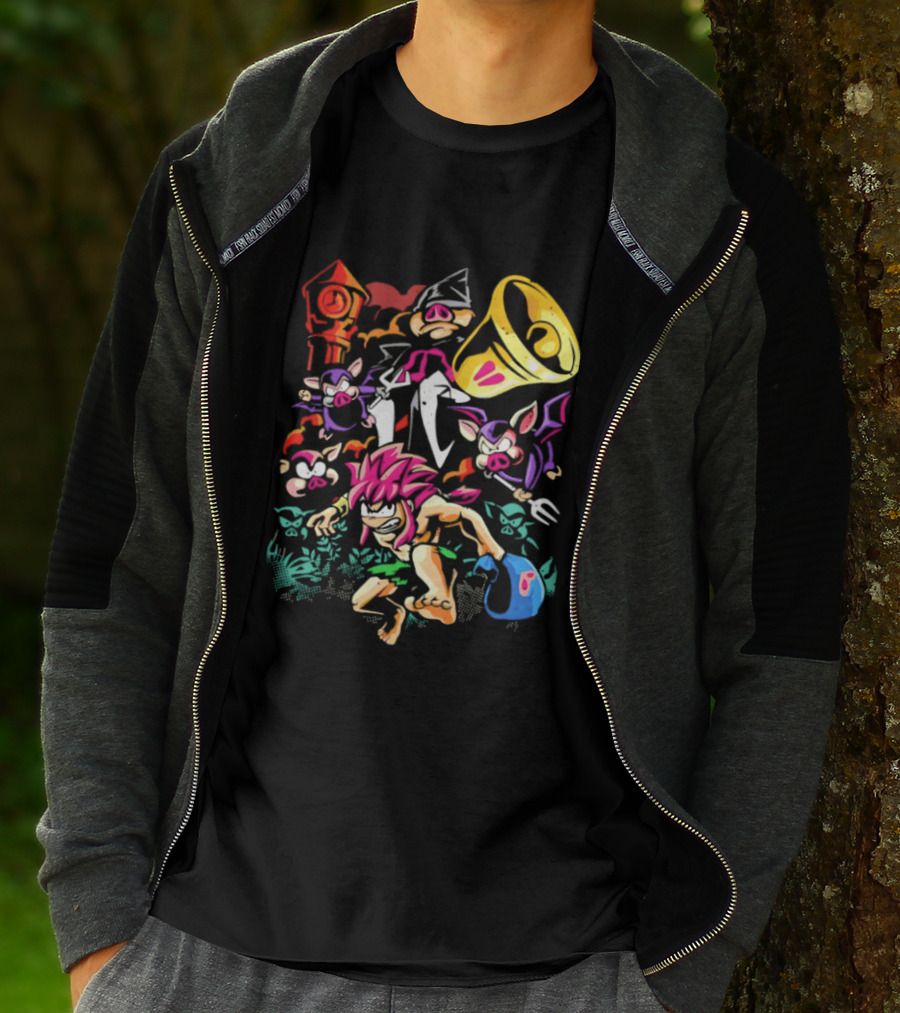 I Was Made For Biting You Pig Demon Tower Chrono Kid Bats And Horns T-Shirt