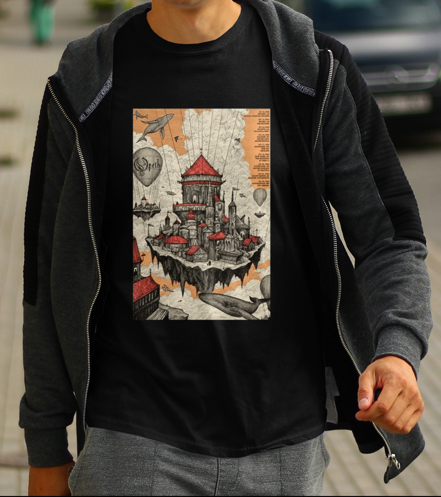 Opeth 2026 Summer Tour Exclusive Floating City With Whales And Balloons T-Shirt