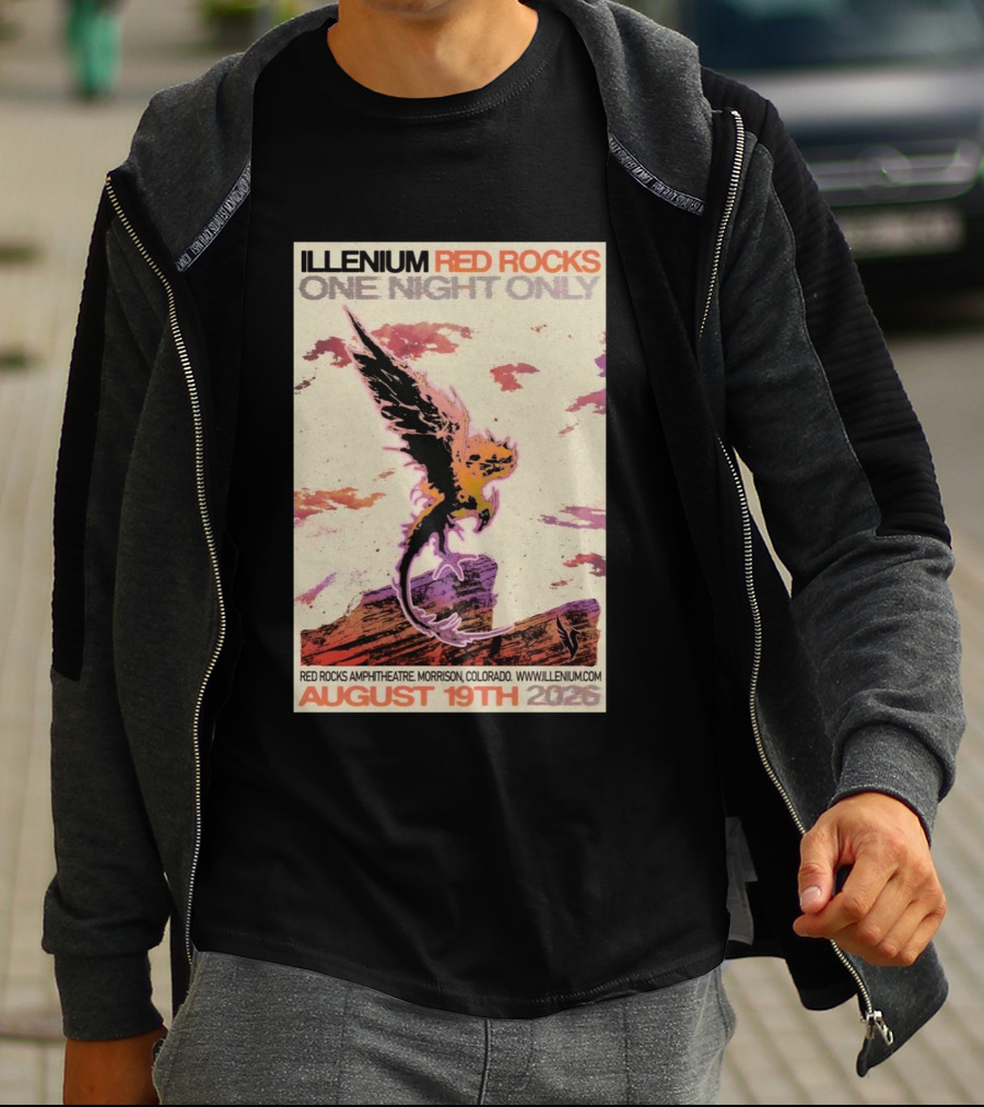 Illenium Red Rocks One Night Only August 19th 2026 Red Rocks Amphitheatre Morrison Colorado Www.illenium.com T-Shirt