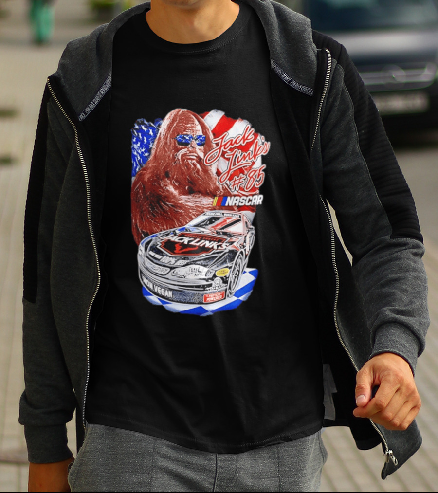 Jack Link's Bigfoot #85 NASCAR American Flag Non Vegan T-Shirt
