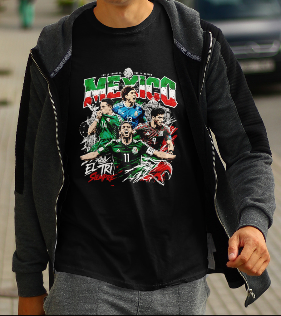 Mexico El Tri Siempre Soccer Players 14 13 9 11 Mexican Flag T-Shirt