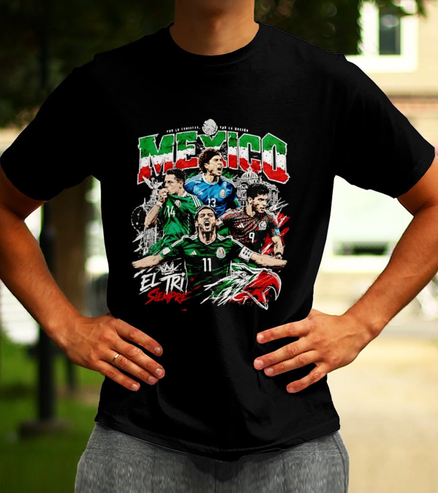 Mexico El Tri Siempre Soccer Players 14 13 9 11 Mexican Flag T-Shirt