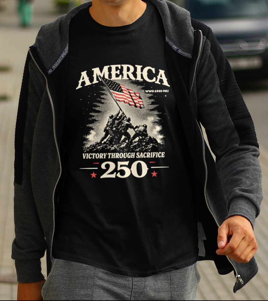 America Victory Through Sacrifice 250 WWII 1945 IWJ T-Shirt