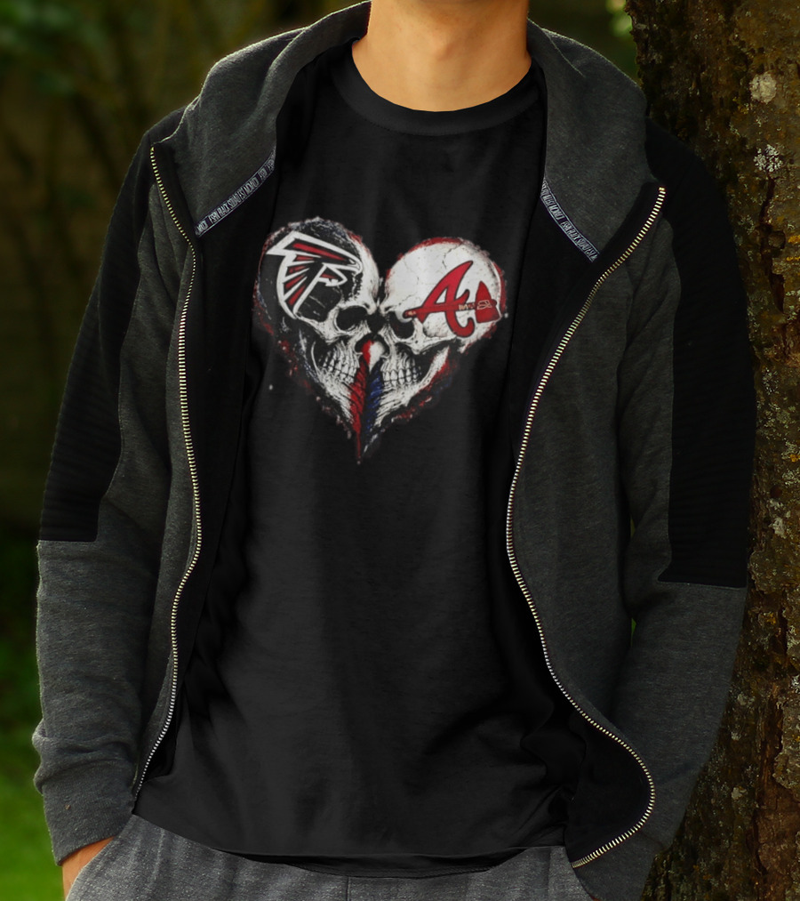 Atlanta Falcons And Atlanta Braves Skull Heart T-Shirt