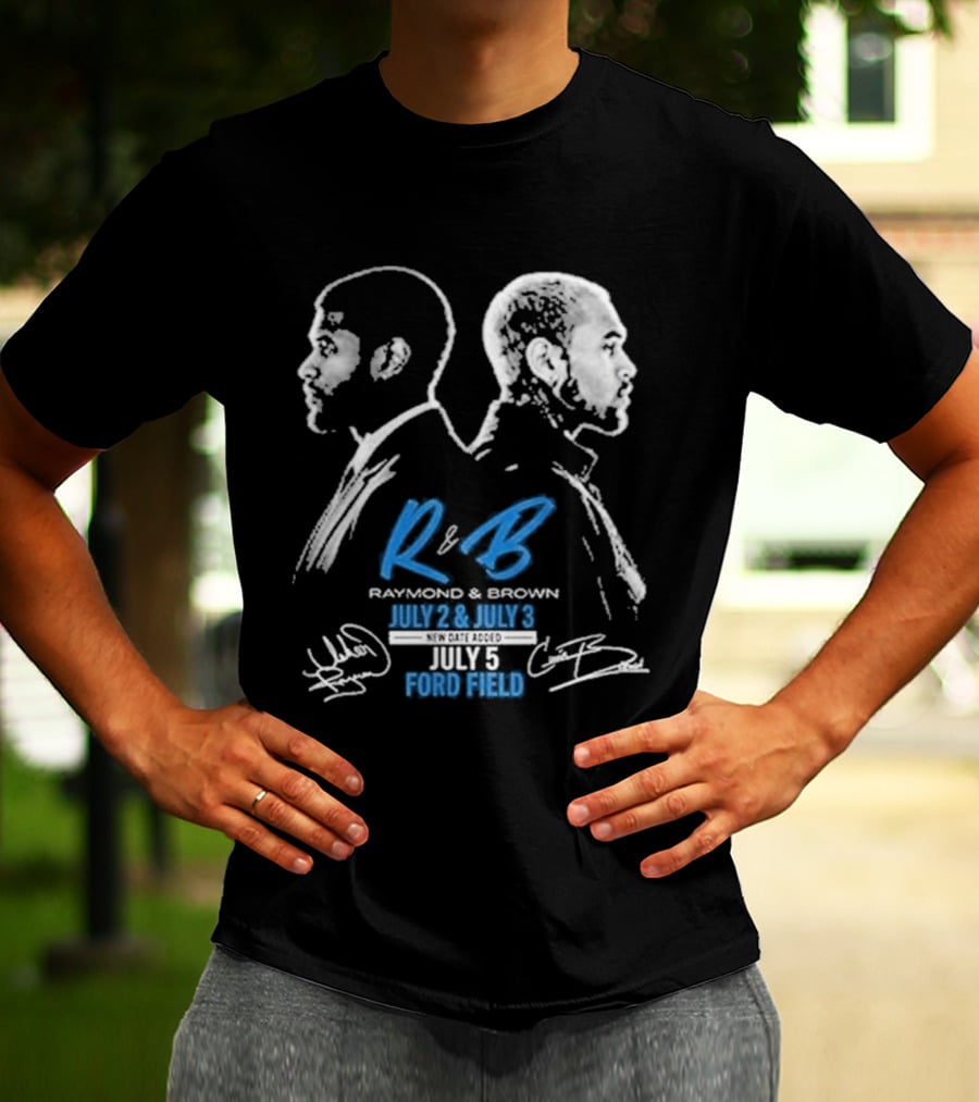 Detroit Lions Usher Raymond & Chris Brown 2026 The R&B Tour T-Shirt