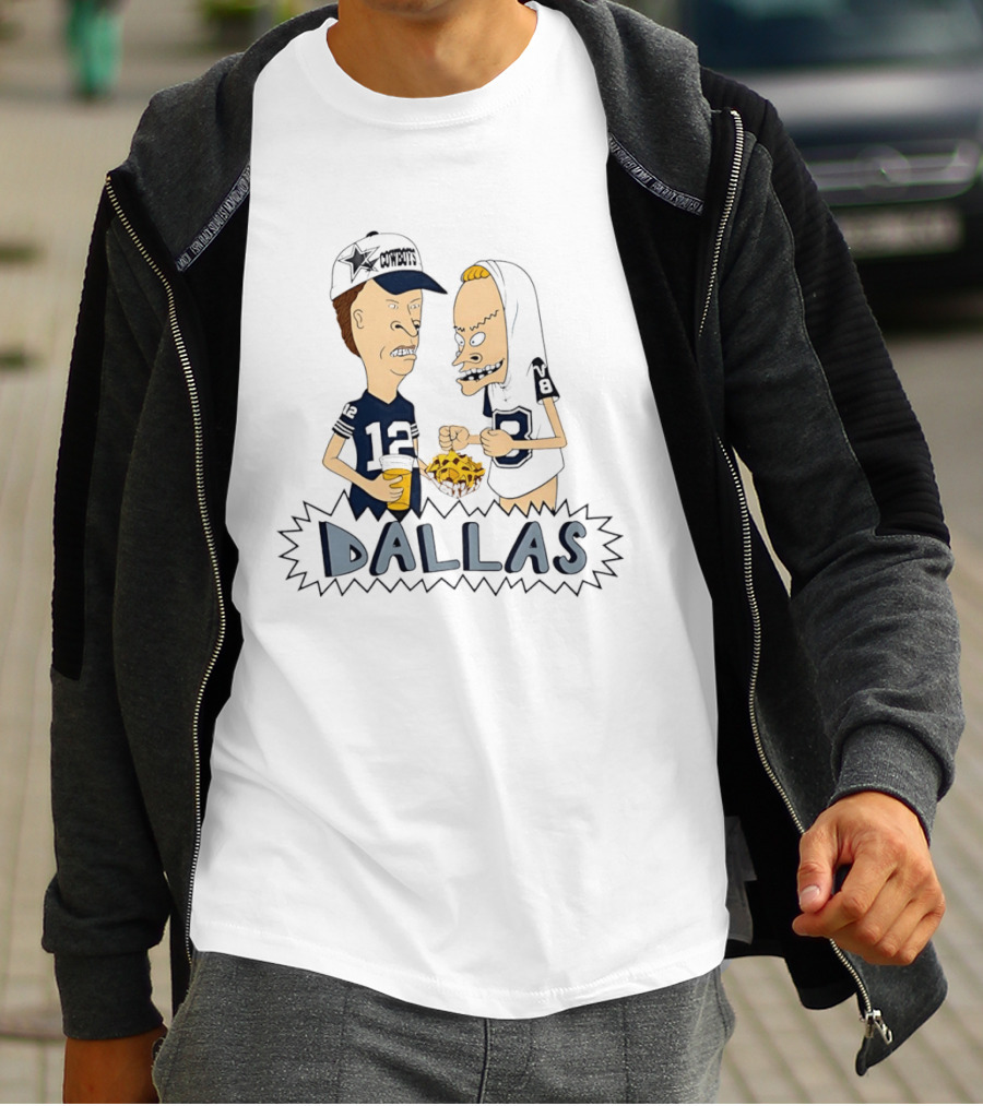 Beavis And Butt Head Dallas Cowboys Football Fans Nachos Eating Fun T-Shirt
