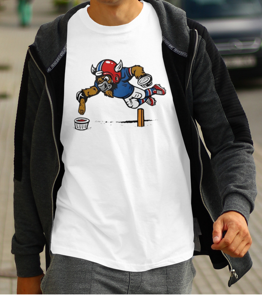 Buffalo Bills Pizza Logs Football Jumping Buffalo With Helmet And Snack T-Shirt