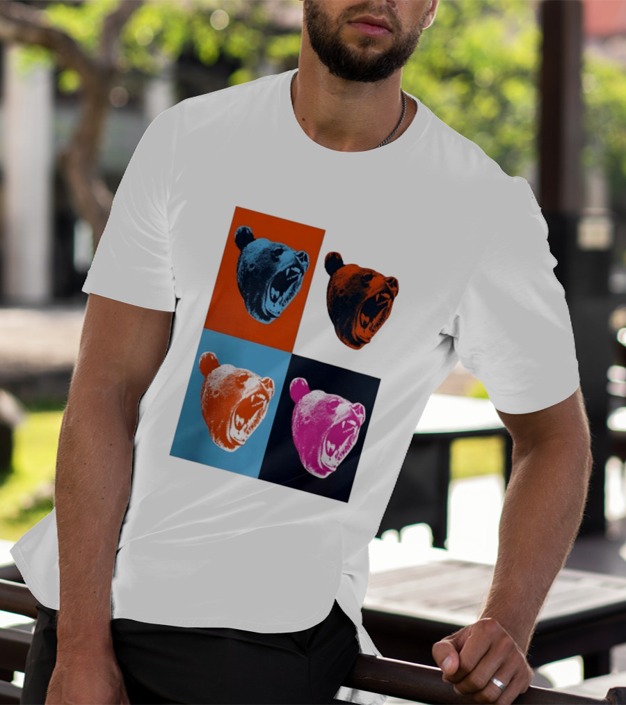 Chicago Bears 2026 Draft Party Pop Art Bear Heads Color Variations T-Shirt