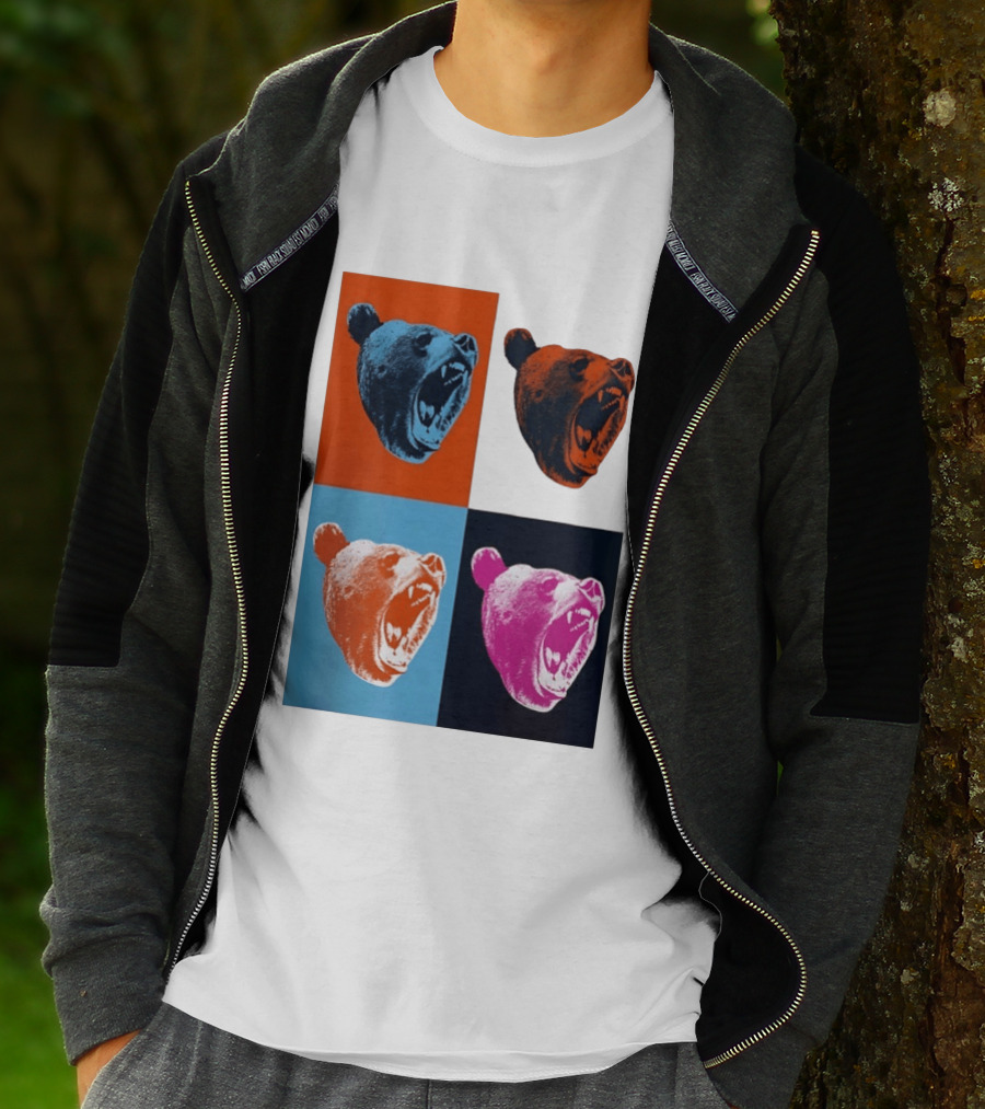 Chicago Bears 2026 Draft Party Pop Art Bear Heads Color Variations T-Shirt