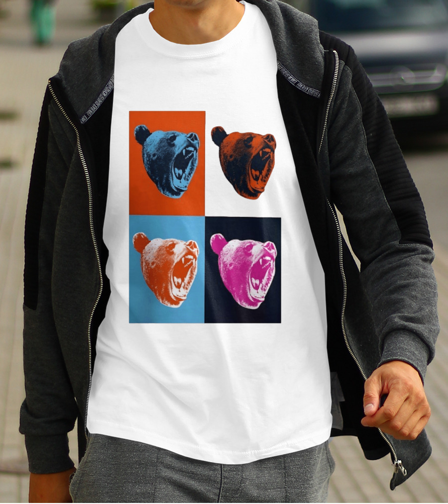 Chicago Bears 2026 Draft Party Pop Art Bear Heads Color Variations T-Shirt