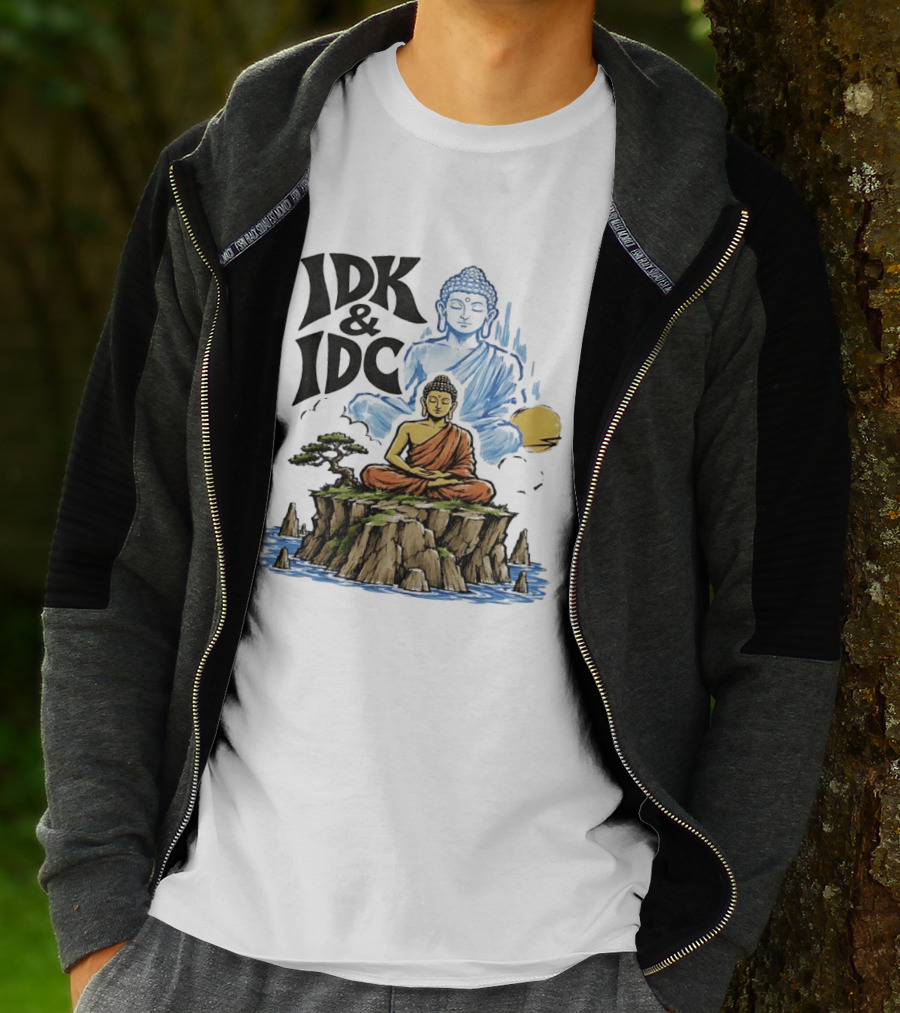 IDK IDC Buddha Meditating On Island With Zen Vibes And Spiritual Calm T-Shirt