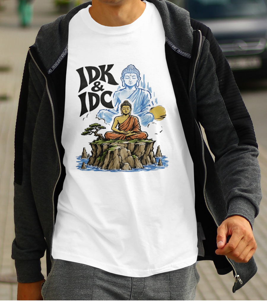 IDK IDC Buddha Meditating On Island With Zen Vibes And Spiritual Calm T-Shirt