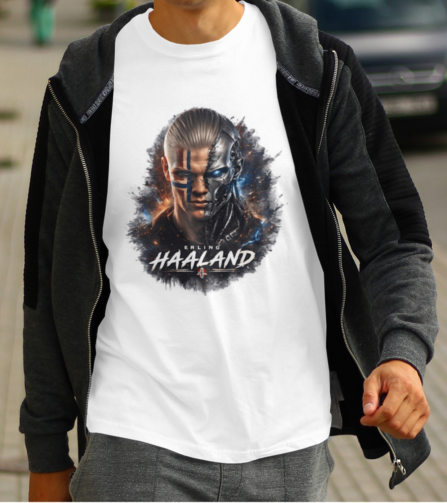 Erling Haaland Cyborg Manchester City Nordic Warrior T-Shirt