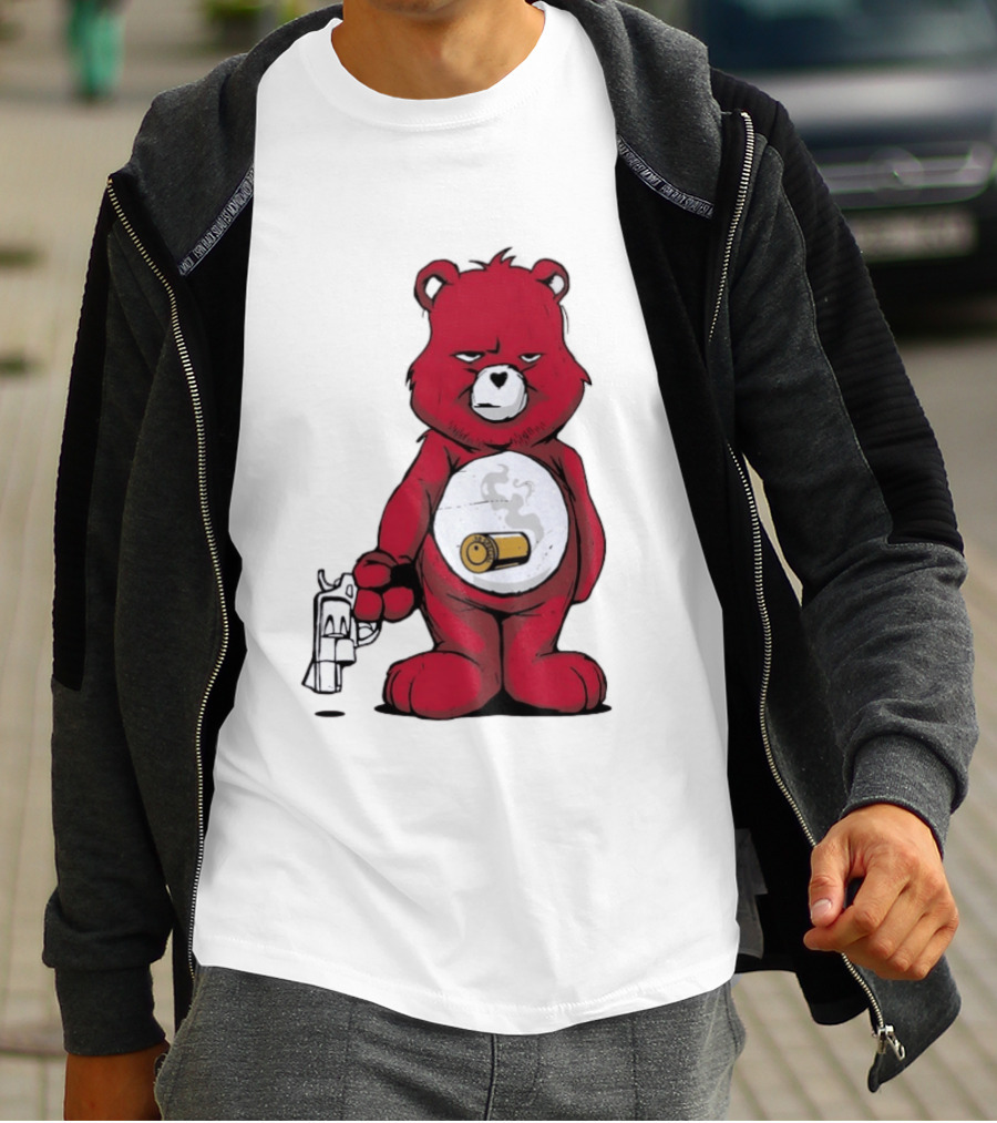 Red Bear With Revolver .38 Special Bullet Smoke T-Shirt