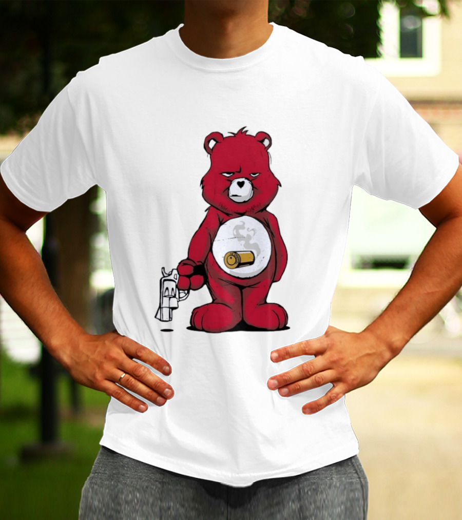 Red Bear With Revolver .38 Special Bullet Smoke T-Shirt