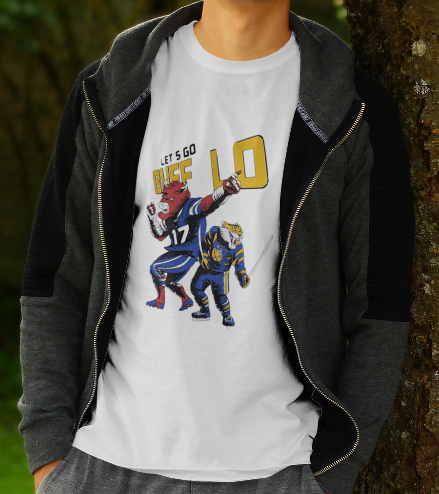 Let's Go Buffalo 17 Distressed Sports Mascots Football And Hockey T-Shirt