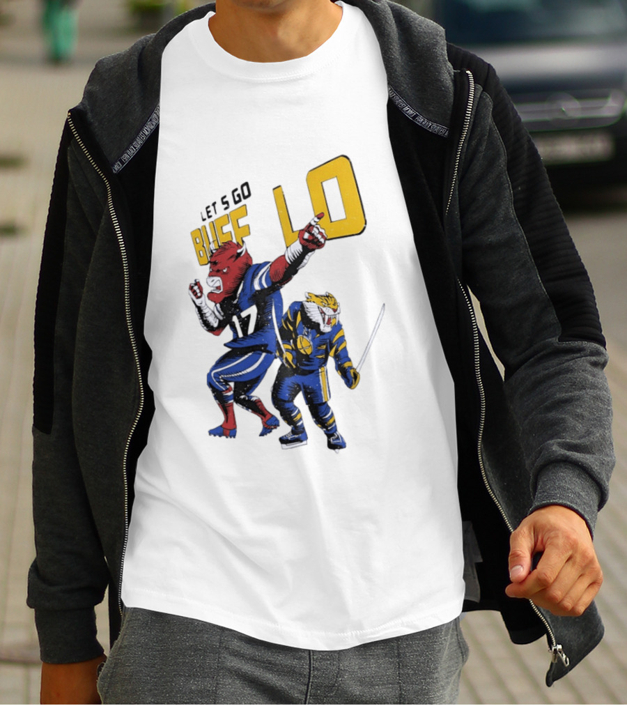 Let's Go Buffalo 17 Distressed Sports Mascots Football And Hockey T-Shirt
