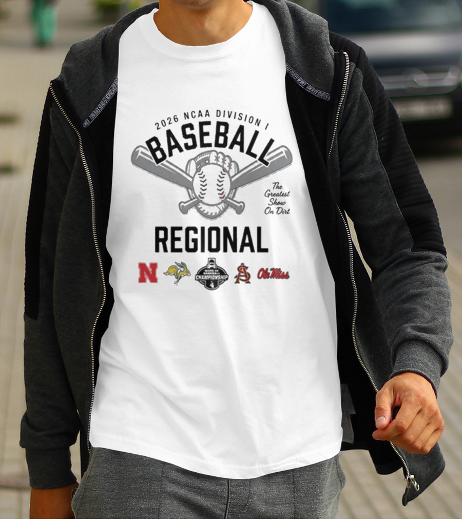 2026 NCAA Division I Baseball Regional Nebraska Ole Miss Arizona State Grand Canyon Fighting Hawks T-Shirt