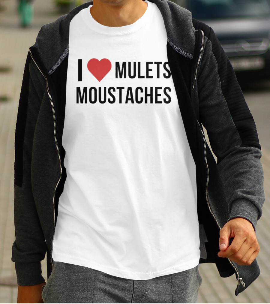I Heart Mullets Moustaches T-Shirt