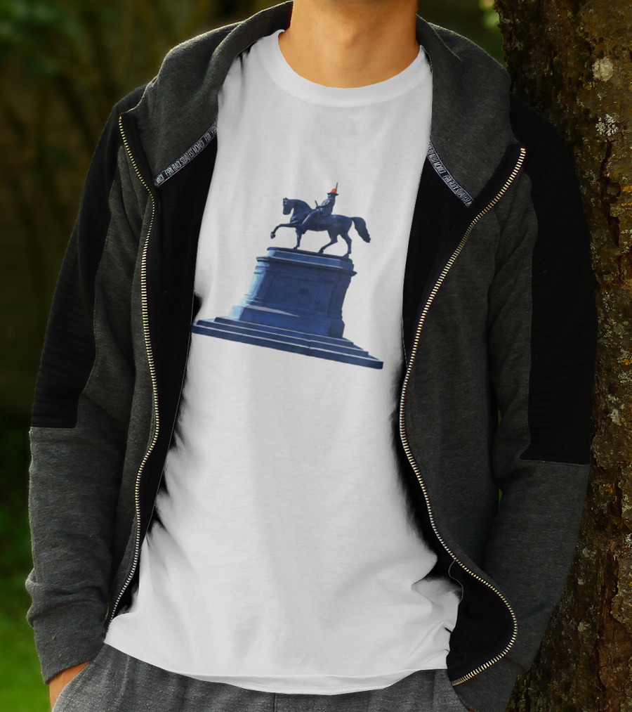 No Scotland No Party Tartan Takeover USA '26 Equestrian Statue With Traffic Cone T-Shirt