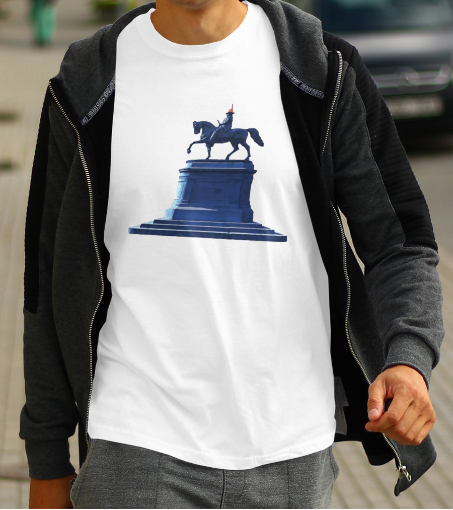 No Scotland No Party Tartan Takeover USA '26 Equestrian Statue With Traffic Cone T-Shirt