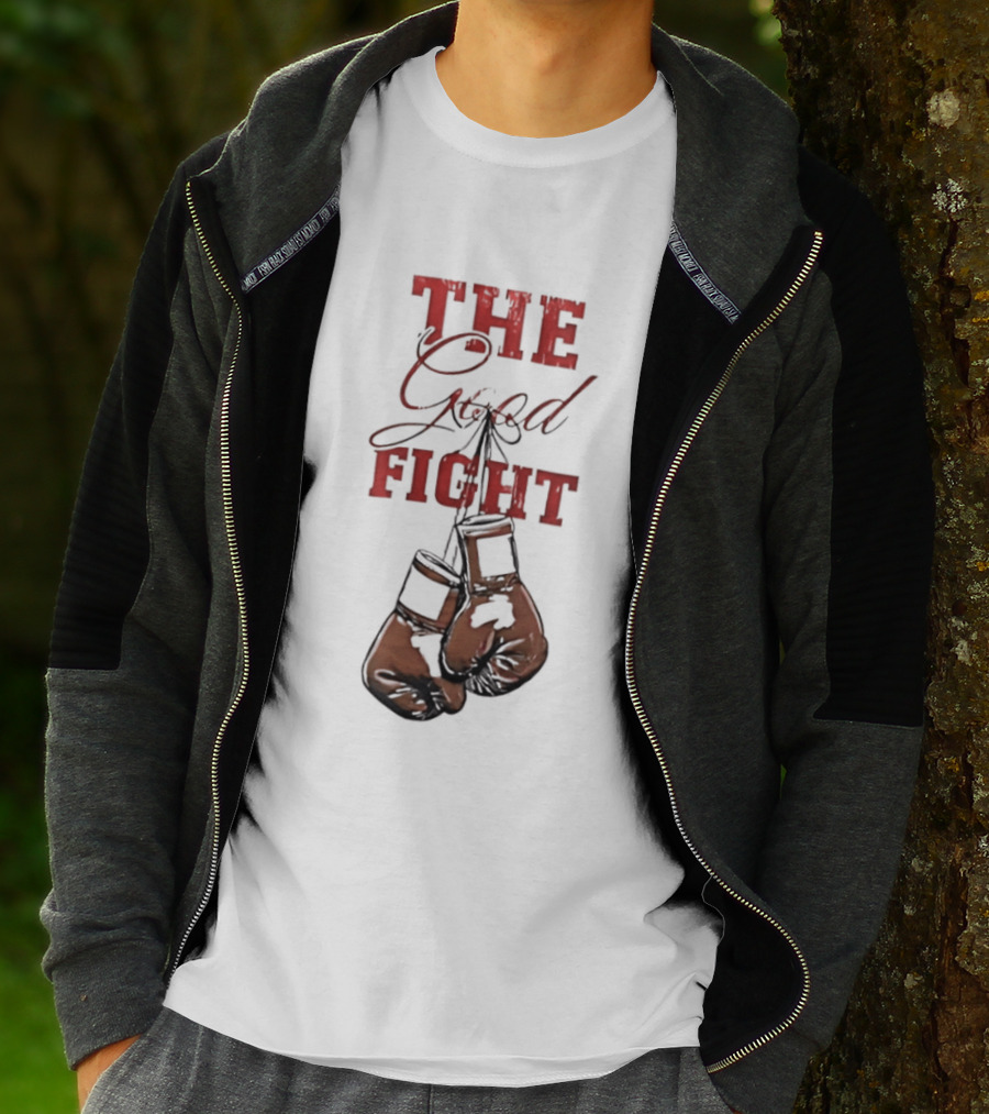 The Good Fight Hanging Boxing Gloves Motivation T-Shirt