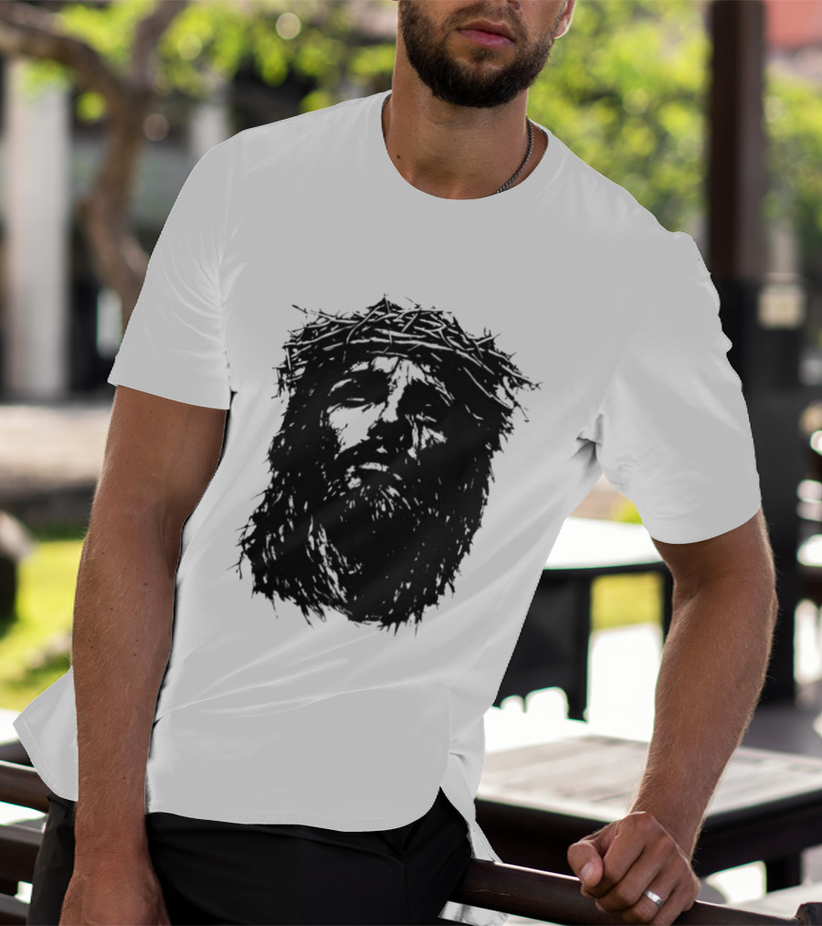 Unforsaken No Greater Love Jesus Crown Of Thorns Face T-Shirt