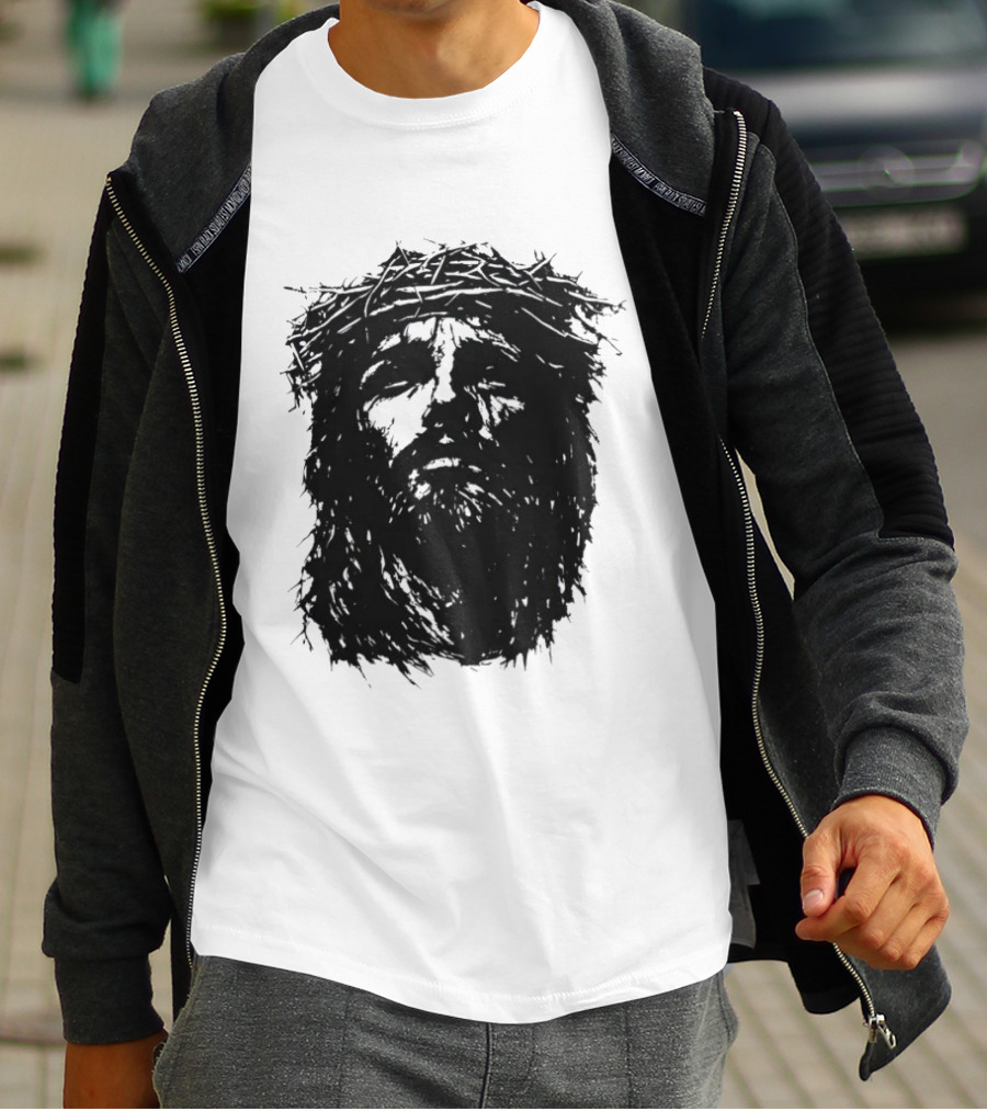 Unforsaken No Greater Love Jesus Crown Of Thorns Face T-Shirt