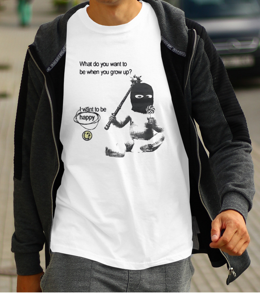 What Do You Want To Be When You Grow Up I Want To Be Happy Baby Ninja With Lollipop T-Shirt