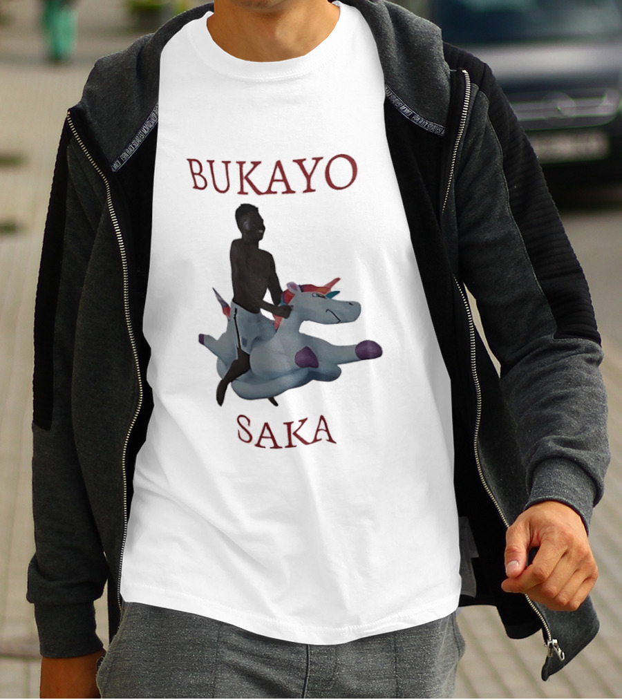 Bukayo Saka Riding Unicorn Arsenal Football T-Shirt