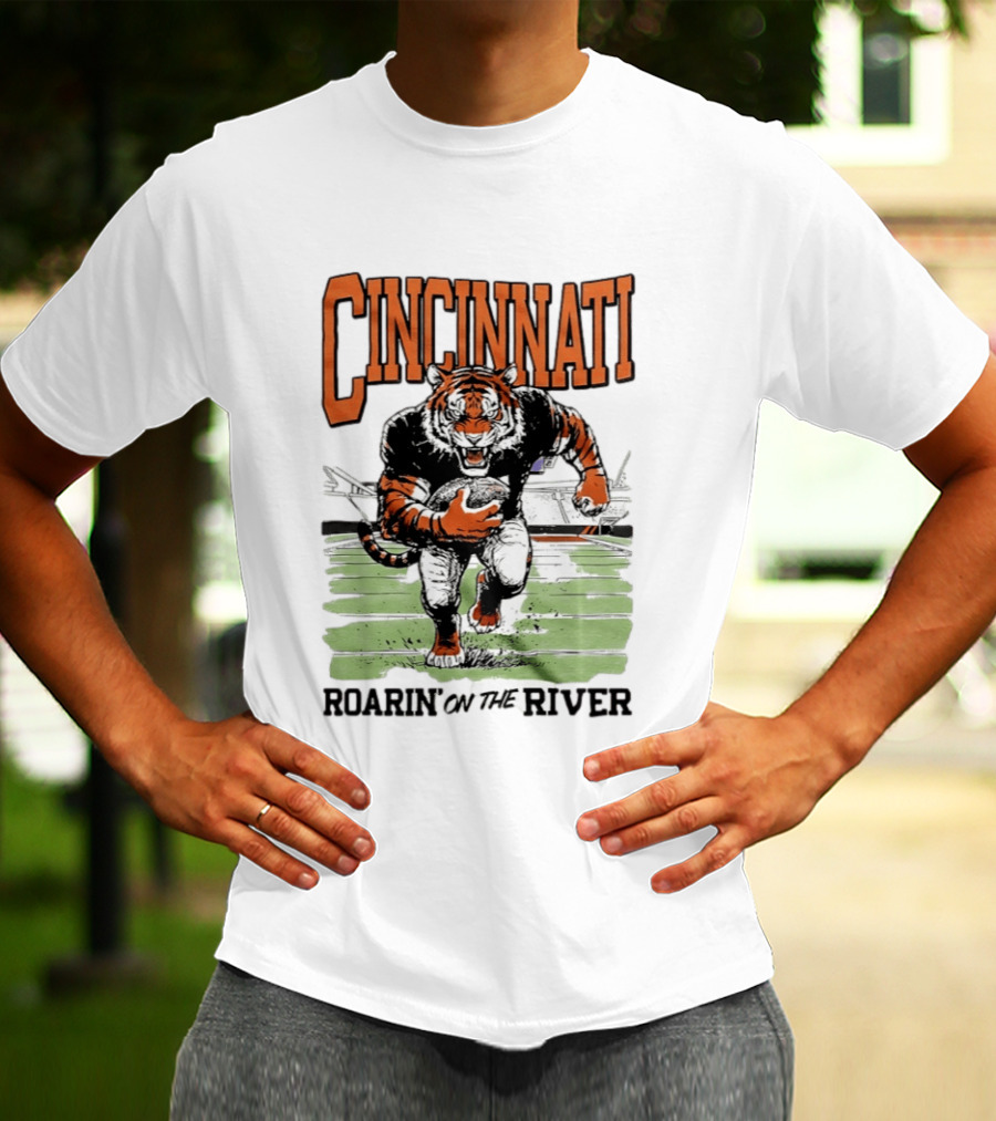 Cincinnati Roarin On The River Tiger Football Tiger T-Shirt