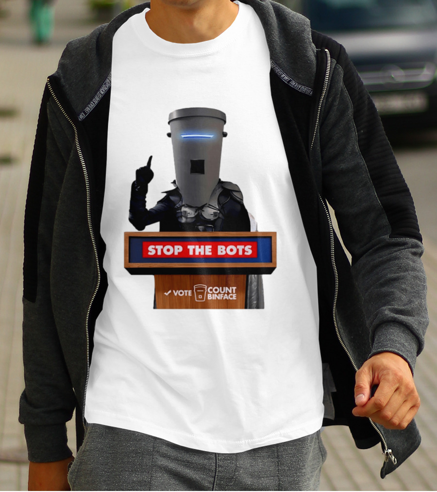 Stop The Bots Vote Count Binface UK Politics T-Shirt